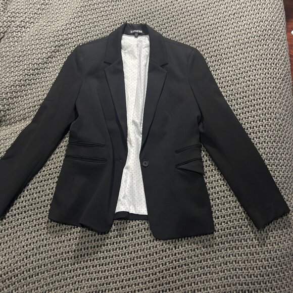 🖤 Express Editor Fitted One Button Blazer - Black - Size 12 - Picture 1 of 8